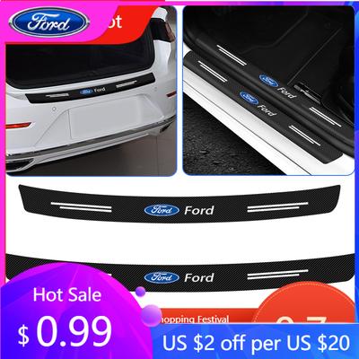 Car Sticker Hot For Ford 1Pcs Carbon Fiber Car Rear Bumper Trunk Guard Protected Stickers For Ford Fiesta EcoSport Ranger Mondeo