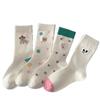 Spring and Summer Cute Girls' Mid-calf Socks, Sweat-absorbing and Breathable, Animal Pattern Cotton Socks, Simple and Versatile Socks