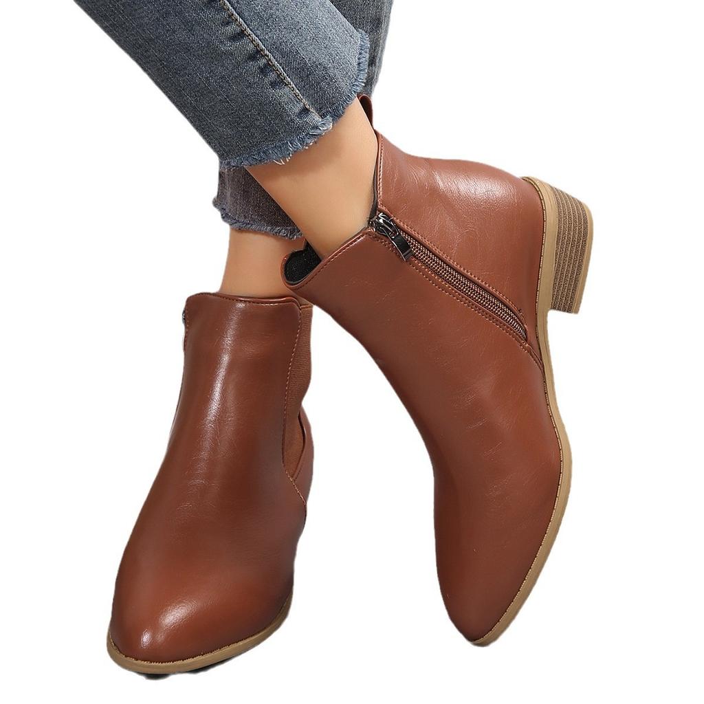 Large size Martin boots women's autumn and winter new low heel low tube side zipper short boots