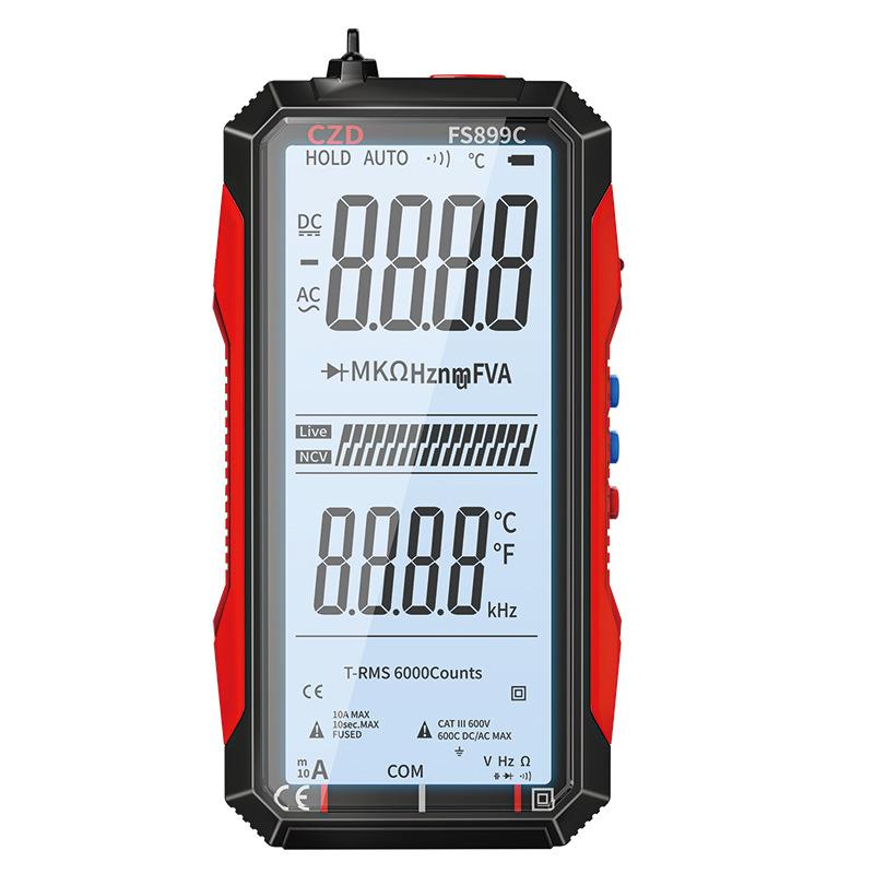 FS899C/FS899L Wiederaufladbares Digitalmultimeter 4,8-Zoll-Bildschirm 6000 Zählungen Smart Auto-Ranging Kapazität Ohm Hz Diodentester