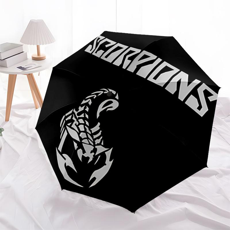 1pc Scorpions Band Logo Auto Open/close Umbrella, Portable Travel Umbrella, Everyday Use - Outdoor Accessory, Artistic Pattern, Compact Design, Fashio