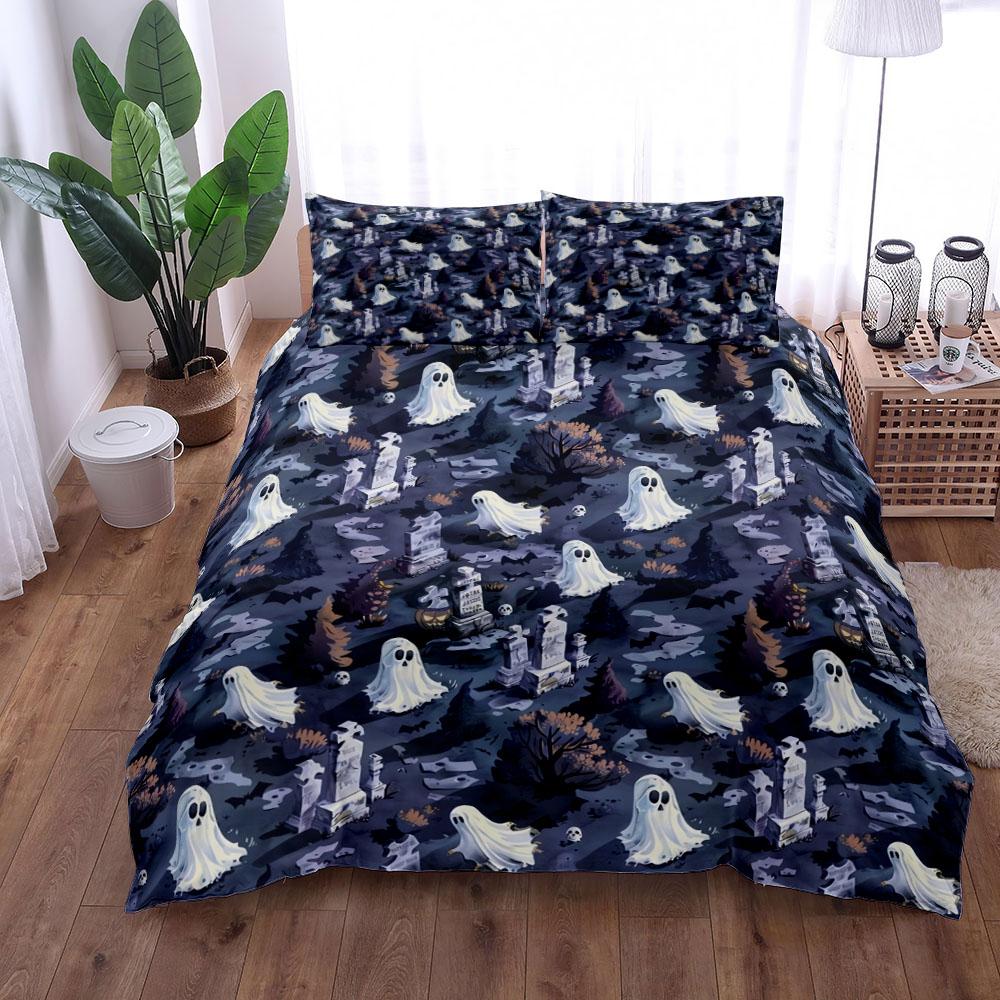 Spooky Ufo Halloween Duvet Cover Set King Queen Double Full Twin Single Size Bed Linen Set