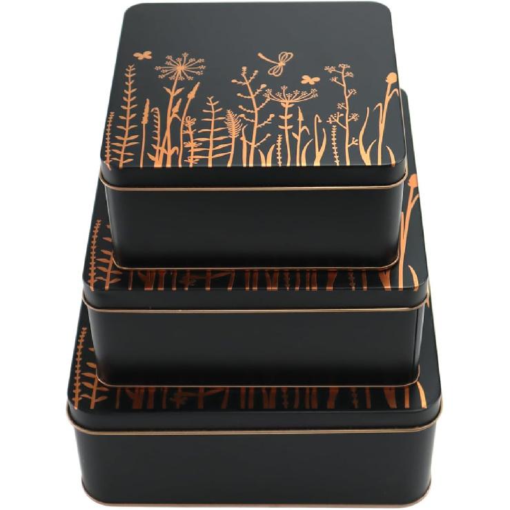 Decorative Storage Box Rural Tin Gift Box Tinplate Candy Cookie Box Square Candy Storage Containers with Lids for Chocolate Candy Tea Coffee
