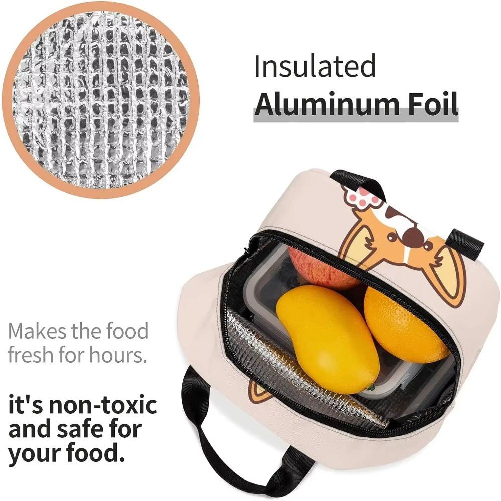 Niedlicher Welsh Corgi Hund winkende Pfote Isolierte Lunchbox Wiederverwendbare Bento Tasche Mahlzeit Tragbarer Behälter Tragetasche für Schule Arbeit Picknick