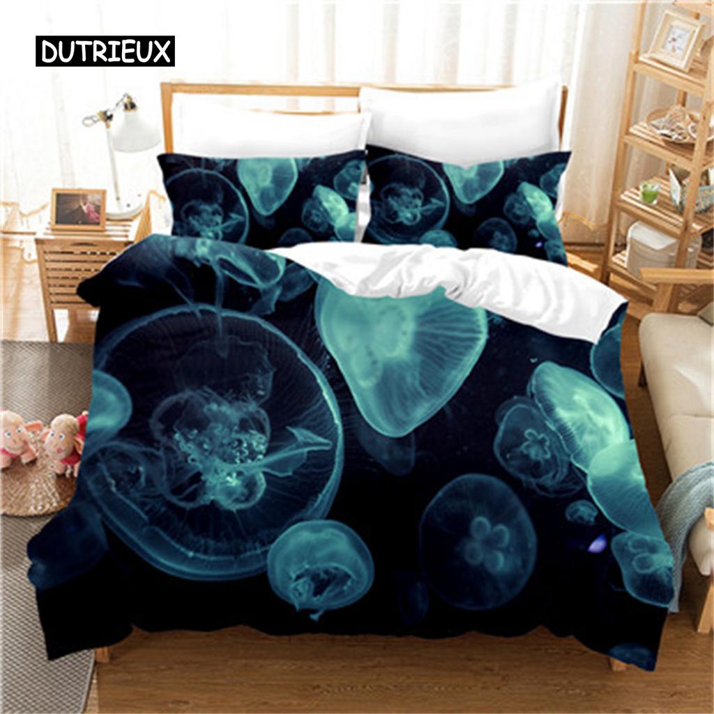 Bedding Set Marine Life Pink Jellyfish Fashion Duvet Cover Set Bedroom Set Comfort Cover for Women Girls Kids Bedroom Decoration