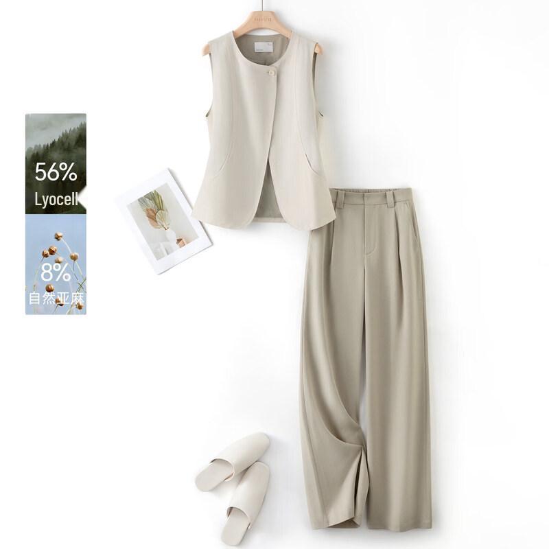 IHIMI Women s Lyocell Linen Relaxed Fit Vest & Pants Set L