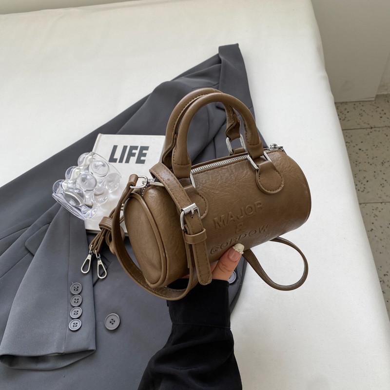 2023 New High-end Urban Simple Pu Pillow Boston Shoulder Bag хаки