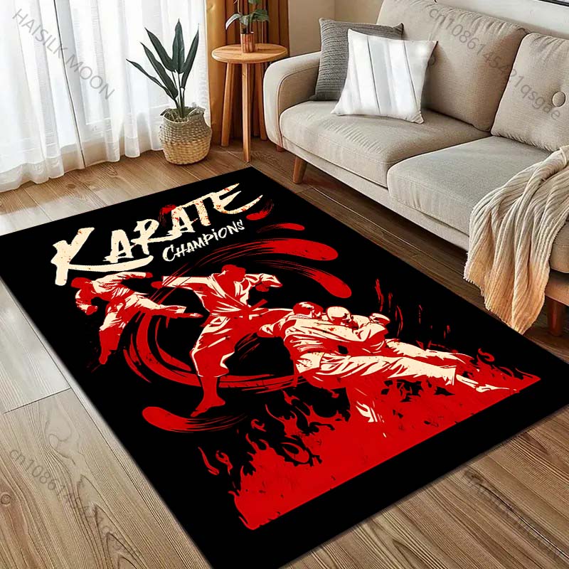 Konkurenční karate tištěný koberec pro ložnici, obývací pokoj, k posteli, k pohovce, podlahová rohož, moderní bytová dekorace, oblastní koberec, lze prát v pračce