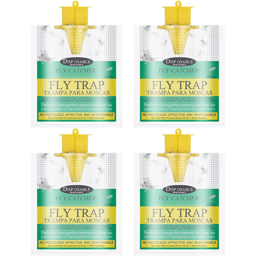 Řekněte sbohem otravnému hmyzu s venkovním pytlem, přírodní přednávnadové jednorázové přednávnadové pytle pro účinnou kontrolu much 4 sady