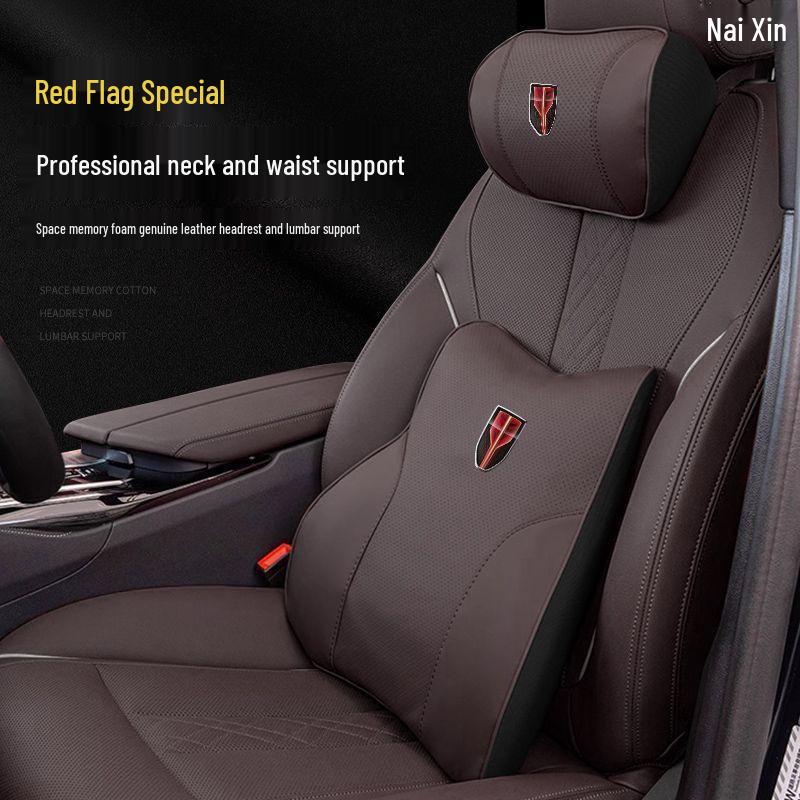 Compatible with Hongqi HS5/H5/HS7/H7/H9 headrest and neck pillows, automotive memory foam lumbar support for car interiors.