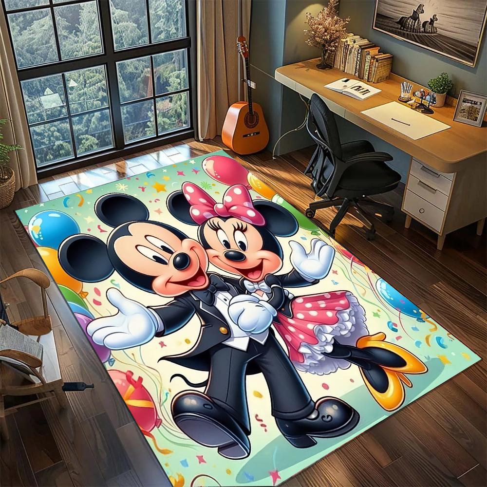 Mickey & Minnie: Adorably Playful Rug Carpet Large Area Rug Non Slip Washable Floor Mat Gamer Room Bedroom Home Decor