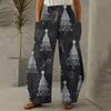Women Fashion Christmas  Snowmen  Print Casual Loose Pants Plus Size Loose Pants