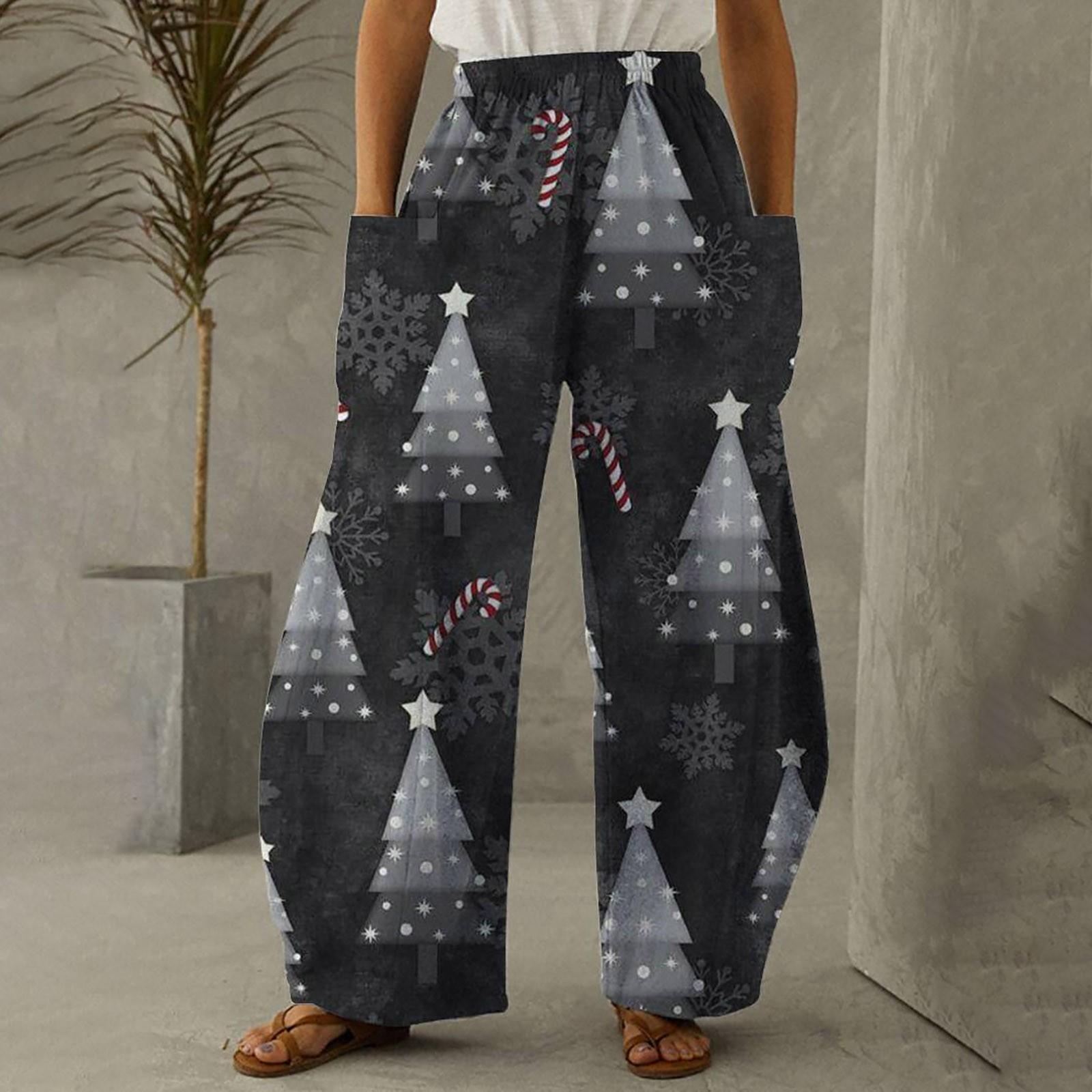 

Женские Модные Рождественские Брюки с Принтом Снеговиков, Повседневные Свободные Брюки Большого Размера S