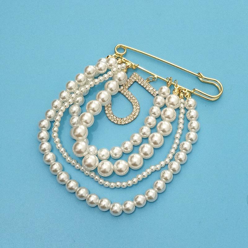 

Жемчужная брошь Корейская жемчужная кисточка Вспышка бриллиантовая подвеска Брошь-булавка Брошь Аксессуары для костюма золотой