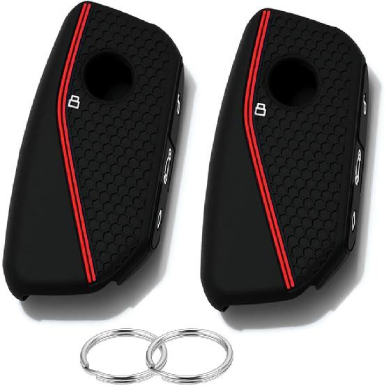 2PCS Key Fob Cover Compatible with BMW X1 Msport X2 X5 G05 M60i X5M X6 X7 740i X3 M50 540i 2024 2025 2026 Protector Silicone Case with Little Lanyard