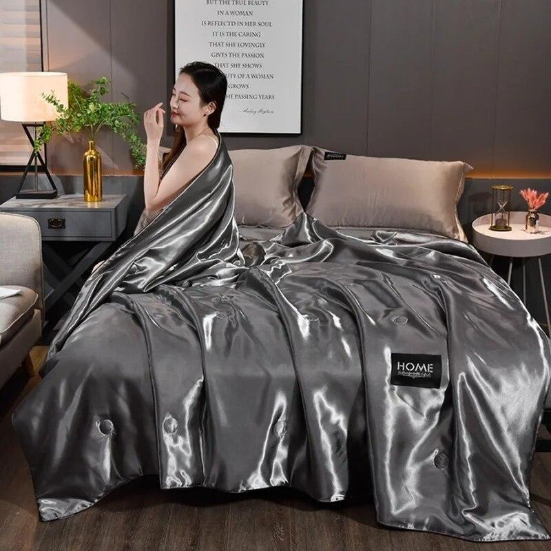 JuwenSilk Ledové hedvábí Letní Cool Quilt Dětské křeslo pro novorozence Pohovka Přehoz přes postel Cestovní kostkované přikrývky přikrývky