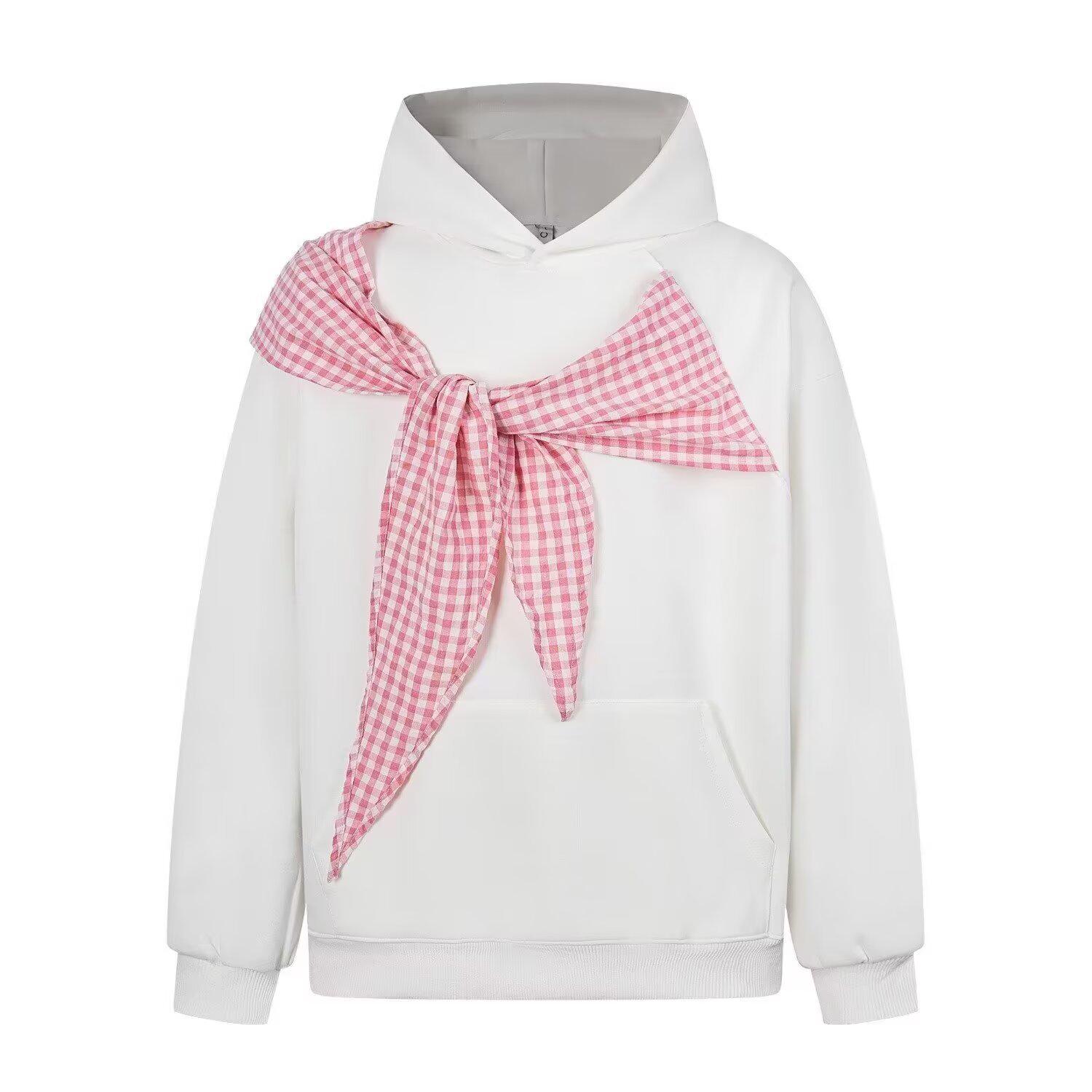 

Korean Style Color Block Fake Two-Piece Hooded Sweatshirt - Versatile Street Fashion for Men XXXL білий