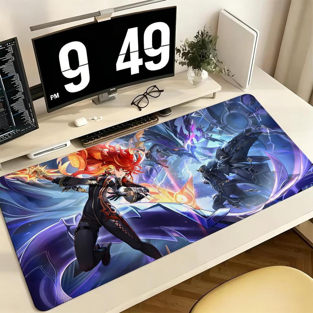 Genshin Impact Mavuika Pro ESports Xxl Gaming Mousepad Extra Large NonSlip Stitched Edge Keyboard Laptop Desk Mat For Pc Gamer