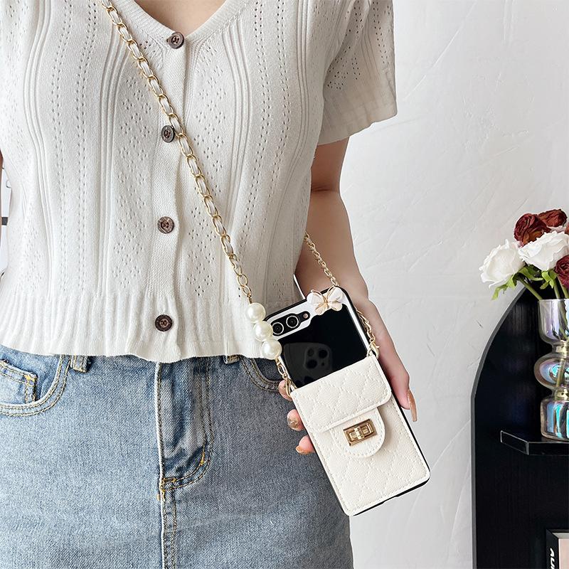 P50 Butterfly Wallet N2 Mobile Phone Case for Samsung Zflip5 Crossbody Cord 4 Folding 3 Light Luxury Protective Case Xflip