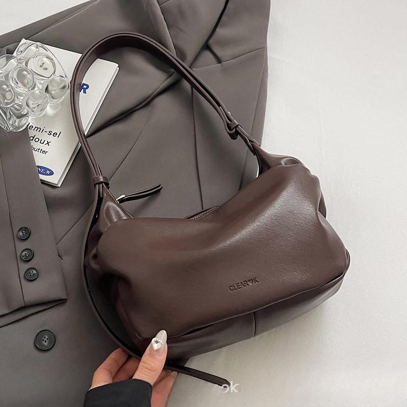 IELGY Ladies Korean Version Large-Capacity Pleated Dumpling Bag High-End Casual Commuter Underarm Bag Can Be Cross-Body
