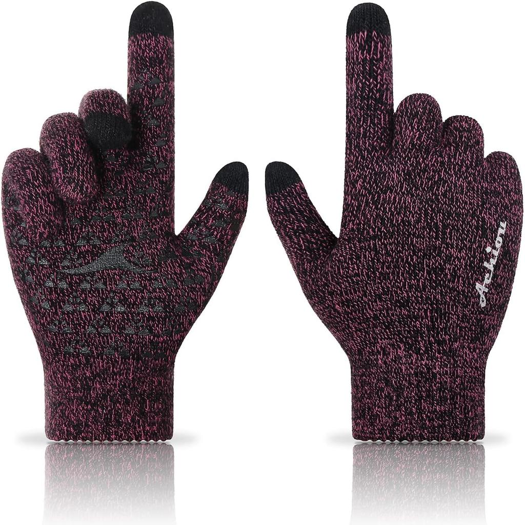 Achiou Winter Gloves for Men and Women, Touchscreen Soft Knit Gloves