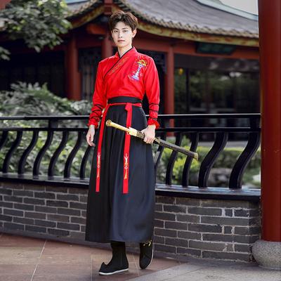 Hiina element Lootuslatern Hanfu Kena Must Võitluskunstide Täiskasvanute Komplekt