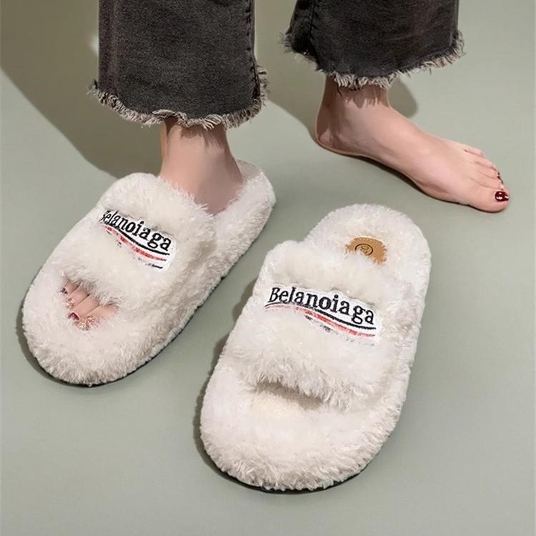 Internet Celebrity Super Fire Beautiful Fluffy Slippers Women Wear 2025 Autumn and Winter New Fashion High Sense Lamb Tide Brand Cotton Mop