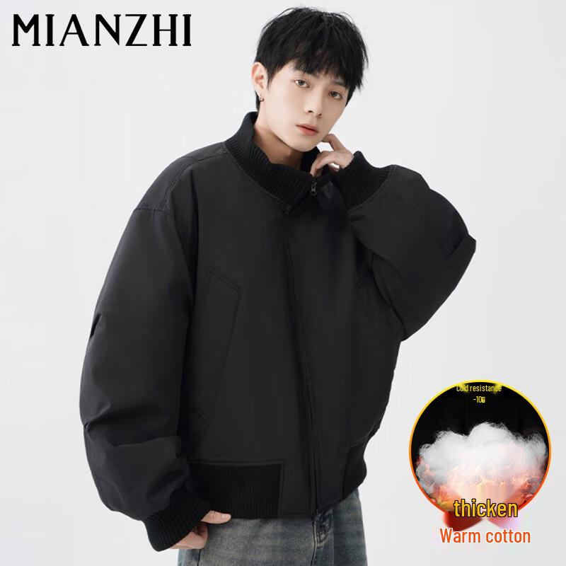 

Men s American Style Stand Collar Bomber Padded Jacket 3XL