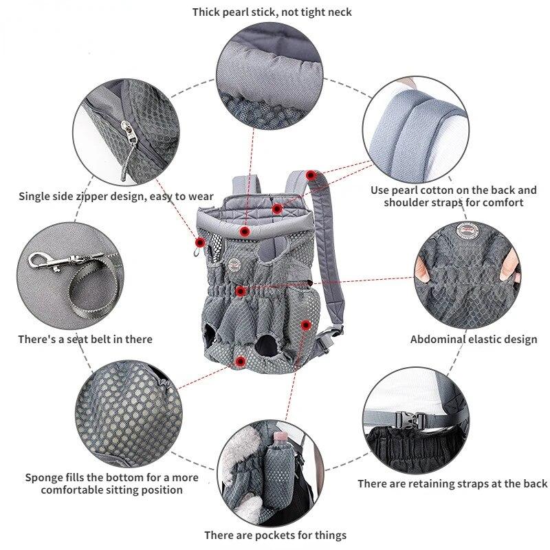 Rucsac portabil, respirabil, moale pentru piept pentru câini, pentru câini de talie mică, mijlocie, pentru călătorie în aer liber, geantă de transport pentru câini pentru chihuahua