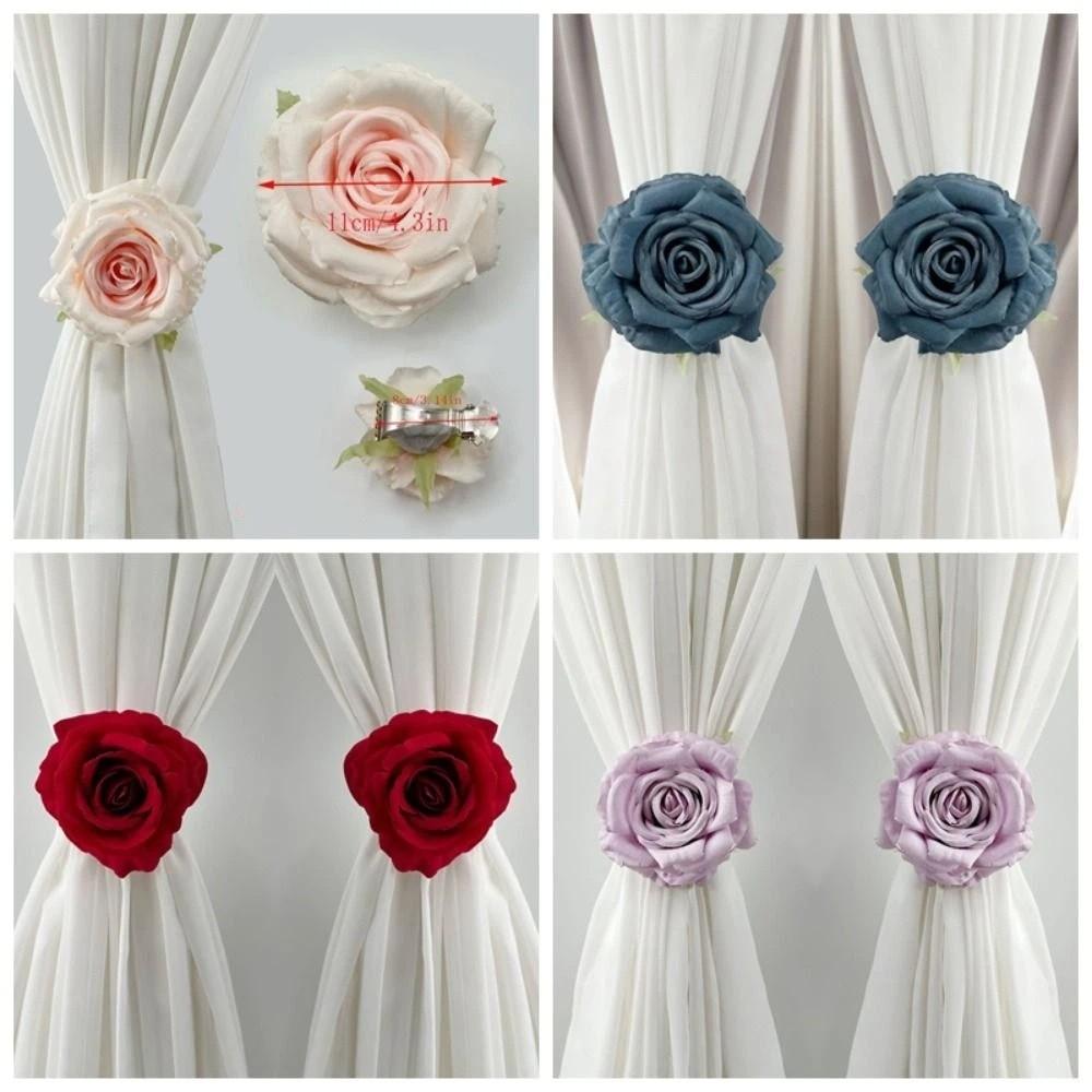 Romantic Rose Curtain Clips Realistic Exquisite Window Screen Fastener Clip Decorative Curtain Straps Clips Party