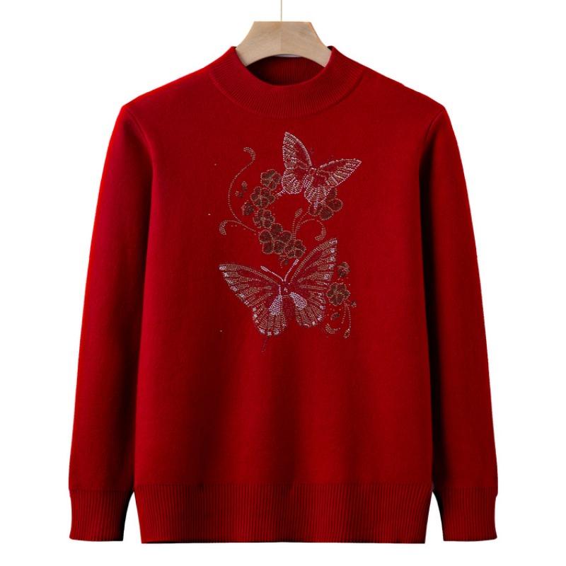 Mamas Herbst- und Winterkleidung verdickter integrierter Fleece-Pullover Damen warmes Innenoberteil mittleres Alter Mann Fleece neuer Strickpullover