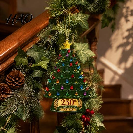 Holiday Gift Ideas 250 Anniversary USA Christmas Tree Ornament, 1776-2026 2D Acrylic Embellishments Years America Hanging Decoration for Patriotic