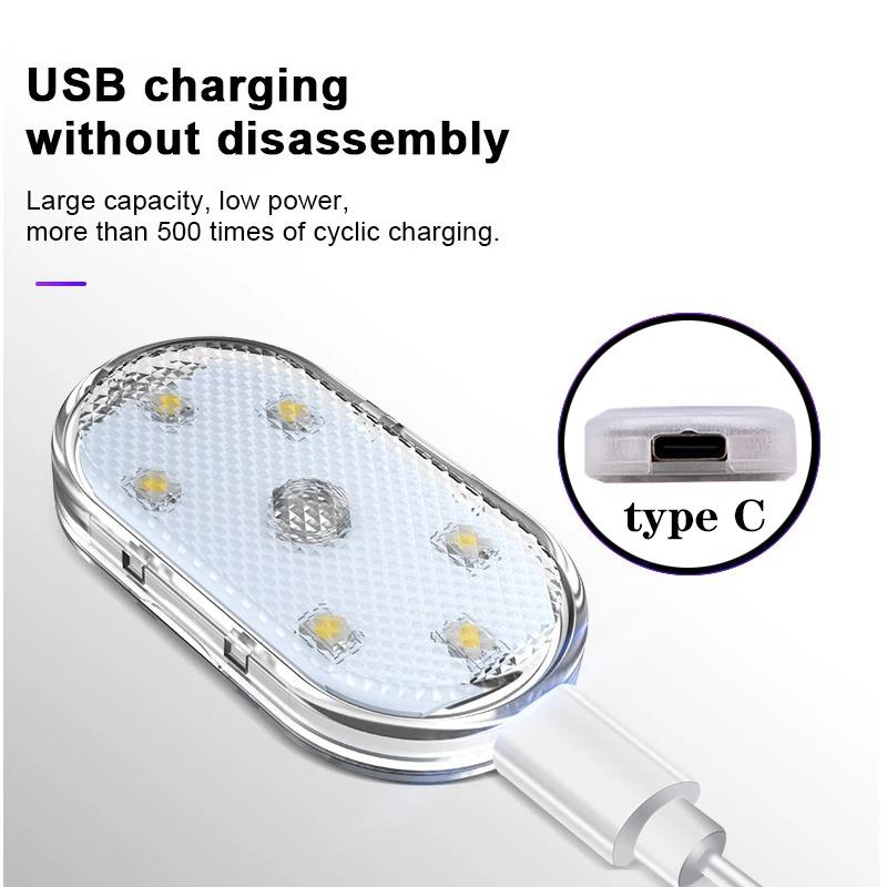 Car LED Touch Reading Light Wireless Interior Atmosphere Light Auto Roof Ceiling Lamps for Door Foot Trunk Storage Box