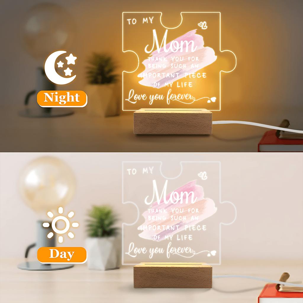 1PC Acrylic Luminous Ornament Photography Accessories, USB Base, Best Mom Gift, Puzzle Plaque Figurines