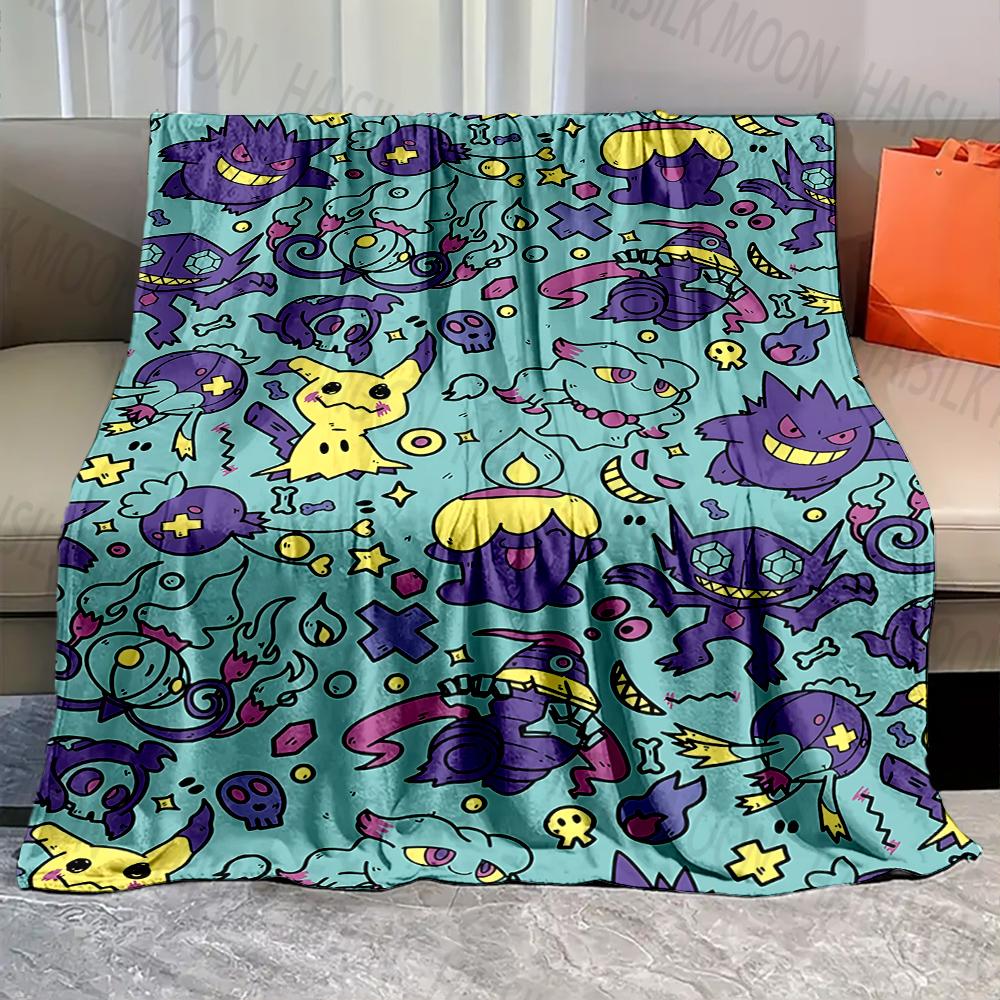 1PC Cartoon Pokémon Characters Print Blanket Fluffy Plush Sofa Bed Blanket for Kids Adults Travel Camping Supplies Car for Gifts