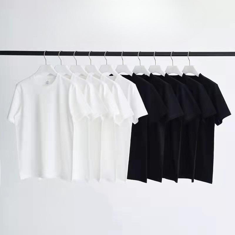 Unisex Crew Neck Short Sleeve Loose Fit Cotton T-Shirt Solid Color Basic Tee Top