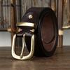 Ceinture en Cuir Véritable Cuir de Vachette Grain Supérieur Lavé Rétro pour Homme avec Boucle en Laiton, Nouvelle Ceinture Tendance Style Coréen