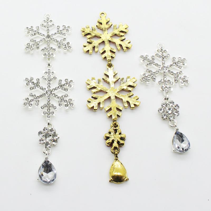 LKERAN Snowflake Pendant Button 3Pcs Alloy Craft Rhinestone Hanging Party/Christmas Decoration Crystal Accessories