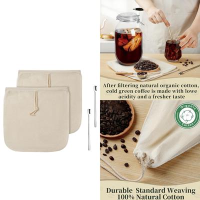 Multi Purpose Reusable Filter Bag for Cold Brew Teas and Coffee Organic Cotton Washable Strainer Bag