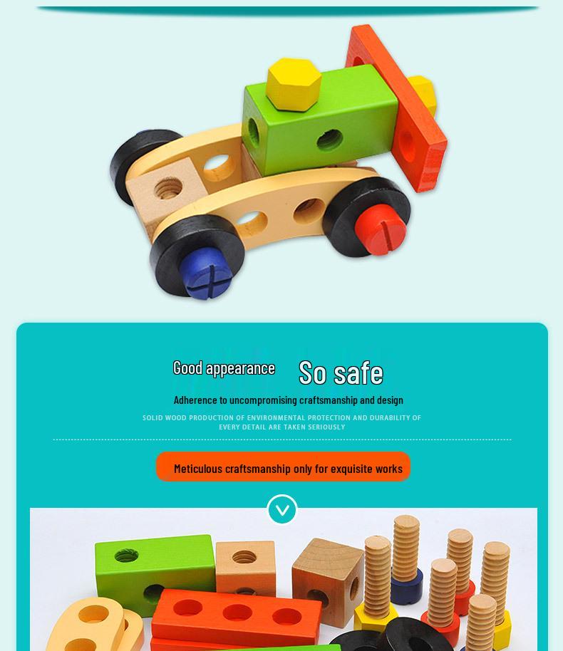 Children's Educational Tool Set: Wooden Disassembly Toy with Screws & Nuts for Boys