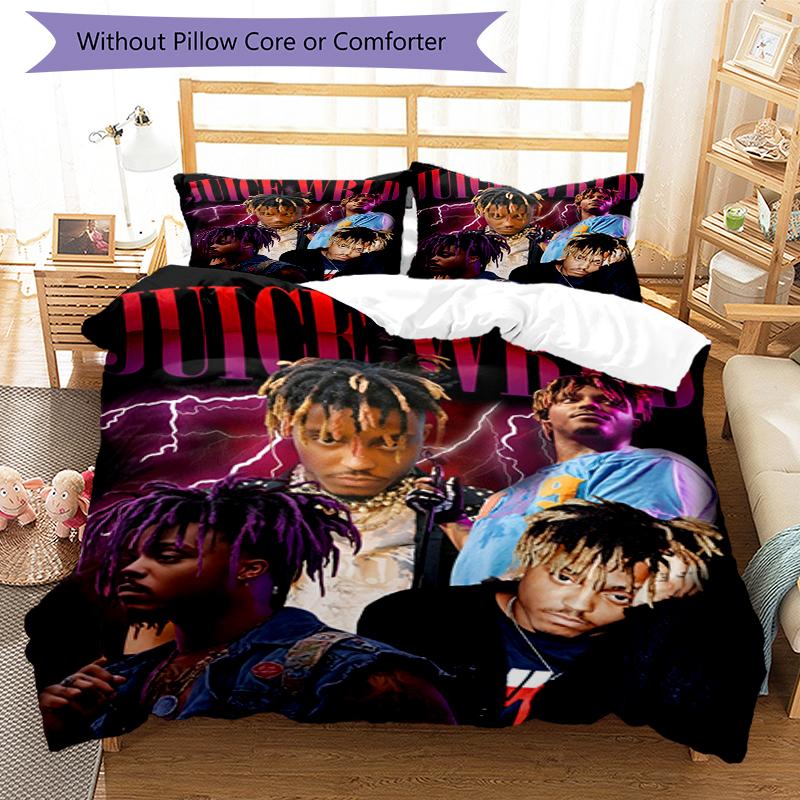 3pcs Juice WRLD Bedding Set Duvet Cover Closure Includes 1 Duvet Cover & 2 Pillowcases, Soft and Comfortable for All Seasons.