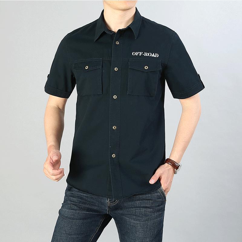 

Мужская рубашка с короткими рукавами. Мужская повседневная свободная рубашка большого размера. XXXXL синий