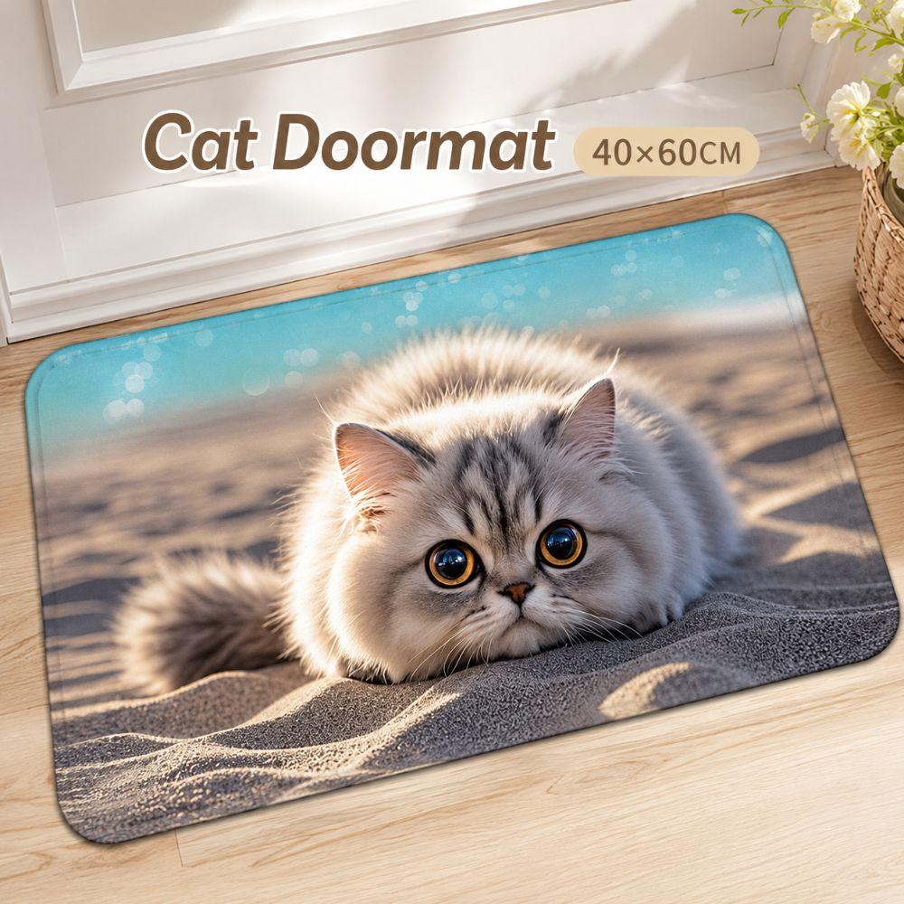 Cat Pattern Optical Illusion Doormat Non-slip Bedroom Door Rug Bathroom Carpet  Home Decor