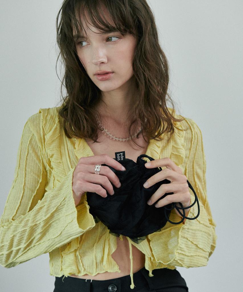 Jedrefeb5 Sheer Ruffle Pouch Reversible 2 Colors