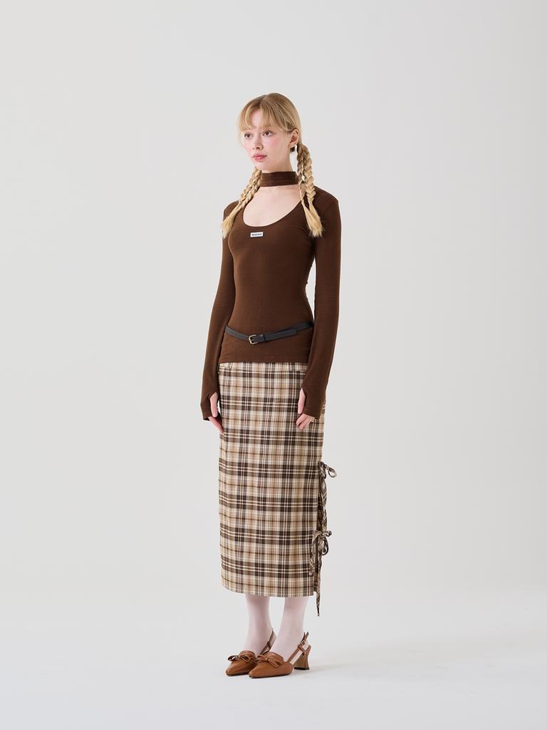 MIERCOLES Belle Half Neck Top [Brown]
