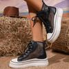 Fashion 2025 New Summer Thin Cold Boots Mid-tube Women's Breathable Boots Skinny Hollow Mesh Boots