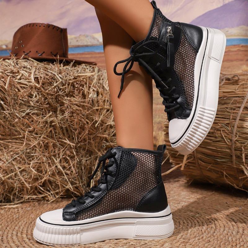 Fashion 2025 New Summer Thin Cold Boots Mid-tube Women's Breathable Boots Skinny Hollow Mesh Boots