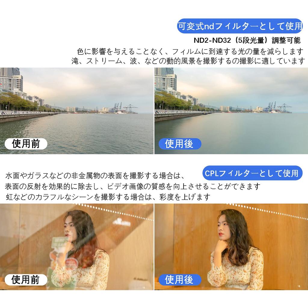 JJC 82mm Variable ND Filter with CPL Nano Compatible with Including Canon EF EF Nikon Sigma and Tamron SP and Thin Frame and Includes a Protective