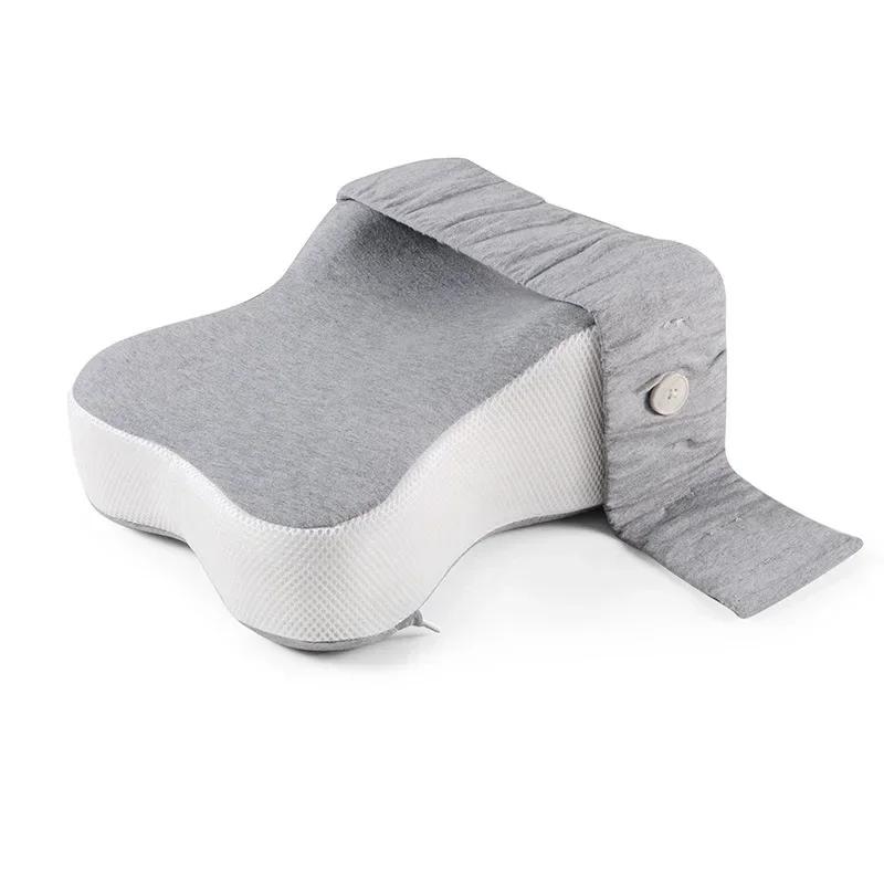 Almohada ortopédica para piernas con memoria de rebote lento de algodón y abrazadera para piernas, almohada de maternidad con correa ajustable para dormir de lado, almohada para piernas y rodillas