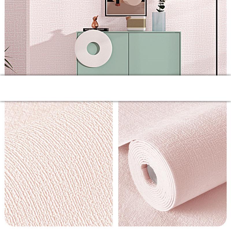 

10M льняная 3D пена самоклеящаяся ПВХ однотонная утолщенная водонепроницаемая фоновая стена обои для ремонта настенные наклейки розовый